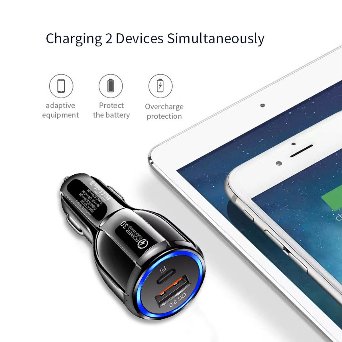 Usb Carros USB autós töltő, 48W, PD3.0 és QC3.0, kompakt kialakítás, fekete - eMAG.hu