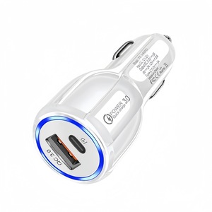 Incarcator auto USB C PD3.0 si QC3.0, 48W, compact, 5V-12V，alb