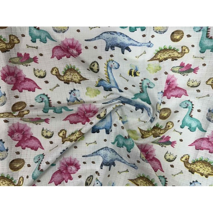 Scutec de muselina cu imprimeu, Galix, 80/80cm, reutilizabil, Dino Park