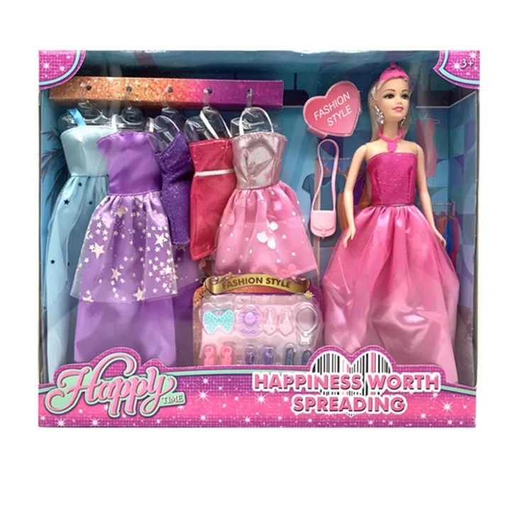 Babakészlet, alkalmi ruhákkal és kiegészítőkkel, 3+