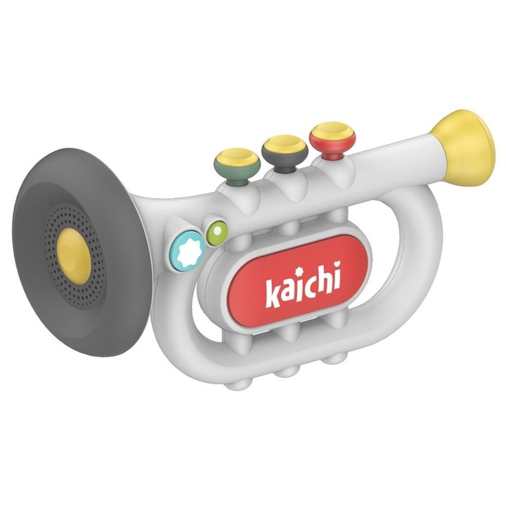 Trompeta pentru copii Kaichi, Cu butoane si efecte sonore, Pentru bebelusi de peste 18 luni