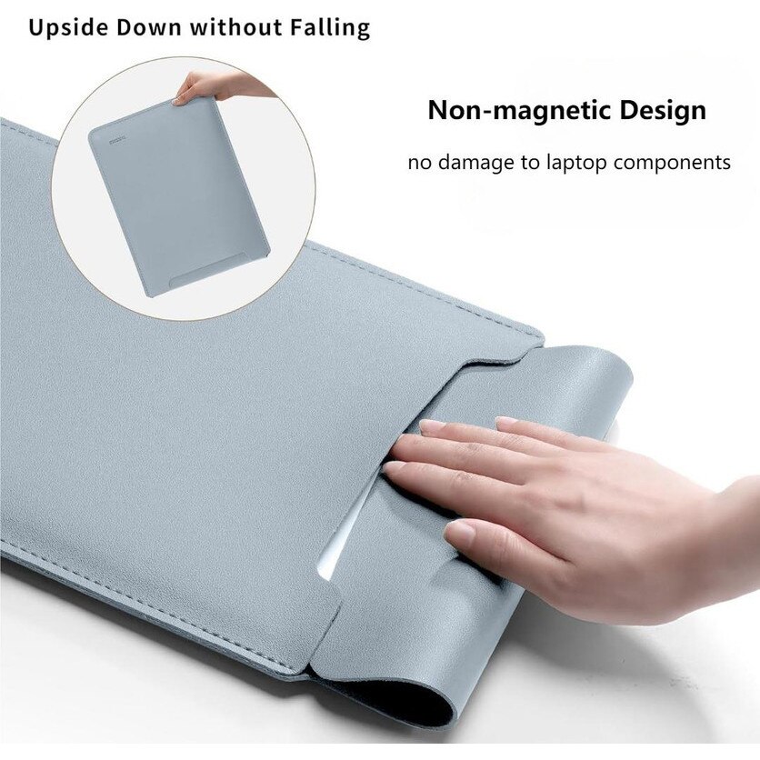 Husa laptop 14", textura piele ecologica, compartiment pentru accesorii si mousepad inclus, rezistent la apa, albastru