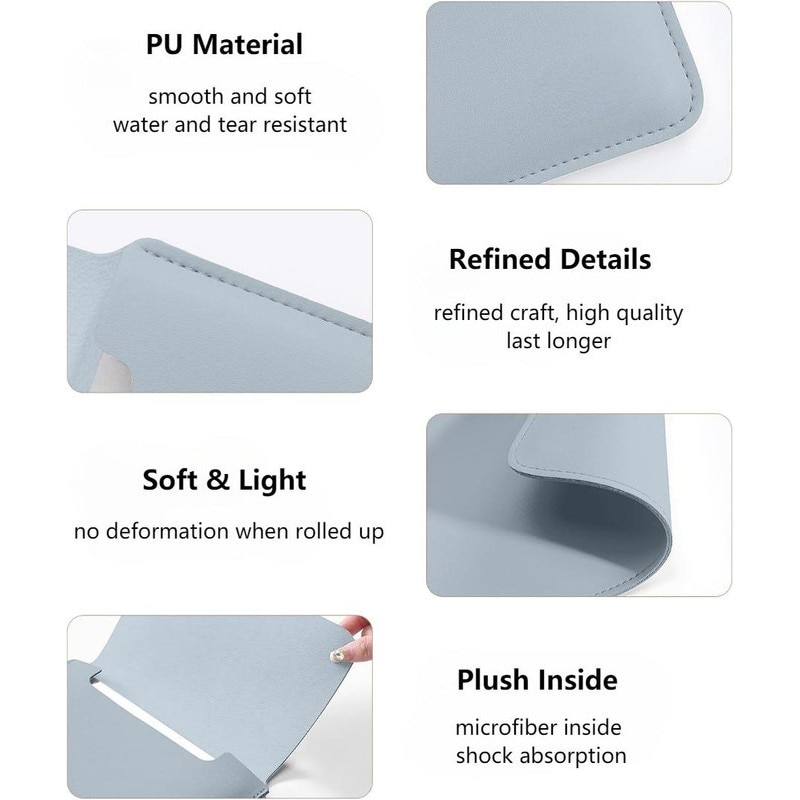 Husa laptop 14", textura piele ecologica, compartiment pentru accesorii si mousepad inclus, rezistent la apa, albastru