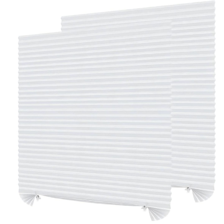 Комплект 2 плисирани щори Omelivon, бели, 150x60см, лесен монтаж, модерен дизайн