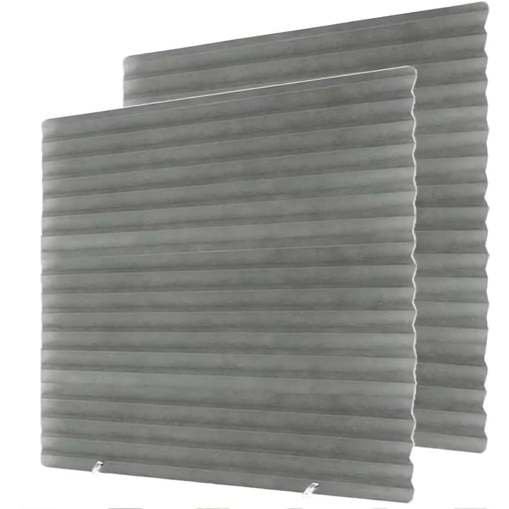 Комплект 2, Omelivon ® Жалузи с плисета и самозалепваща система за закрепване, размери 150X60 см, сиви