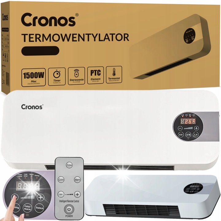 Légfüggöny fűtőberendezés, ventilátor, ajtó/ablak feletti fűtőberendezés 1500 W + távirányító