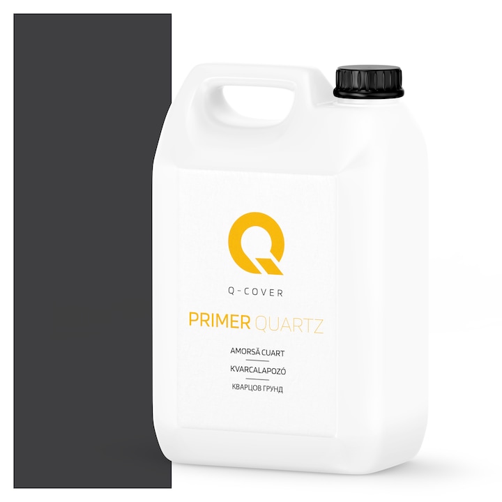 Amorsa cuart pentru tencuiala mozaicata, Q-Cover, Negru M52, aplicare usoara, aderenta ridicata la suport, pentru utilizare in interior si exterior, timp scurt de uscare pe perete, pe baza de lianti polimerici de inalta calitate, 3KG