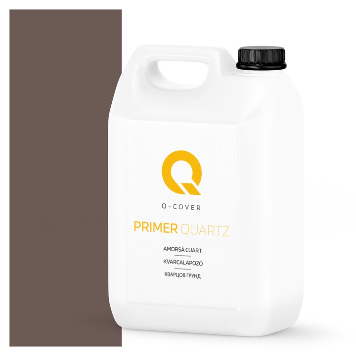 Amorsa cuart pentru tencuiala mozaicata, Q-Cover, Maro inchis M82, aplicare usoara, aderenta ridicata la suport, pentru utilizare in interior si exterior, timp scurt de uscare pe perete, pe baza de lianti polimerici de inalta calitate, 3KG