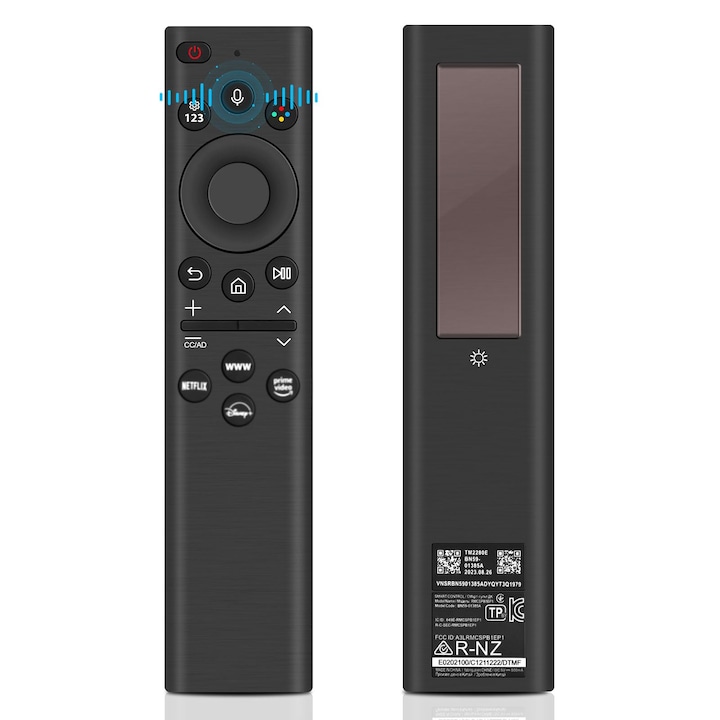 Telecomanda Vocala De Schimb Bn59-01386D Pentru Samsung Smart Tv, Telecomanda Vocala Solara Compatibila Cu Tm2280E, Rmcspb1Ep1, Qn65Qn900A, Qn55Q80A, Qn65Qn90A, Qn43Ls03A, Qn70Q60A