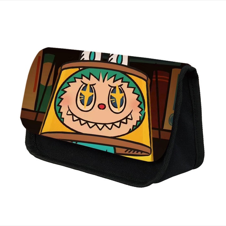 Labubu Чантичка за химикалки, изключително голяма вместимост, с двоен цип, многоцветна, 22 x 13.5 x 7 cm, LBB-24