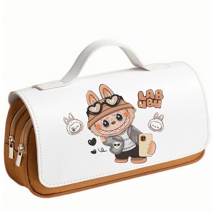 Несесер за моливи Labubu, 3 слоя, голям капацитет, многоцветен, 22x10x7 см