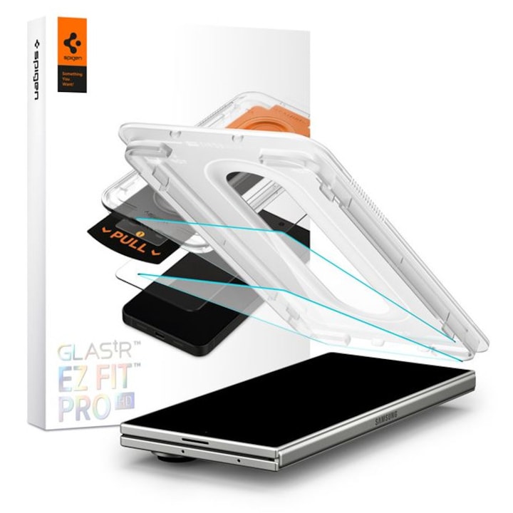 Set 2 folii sticla Spigen Glass tR EZ Fit HD, Sistem Montare, compatibil cu Samsung Galaxy Z Fold 7, Transparent
