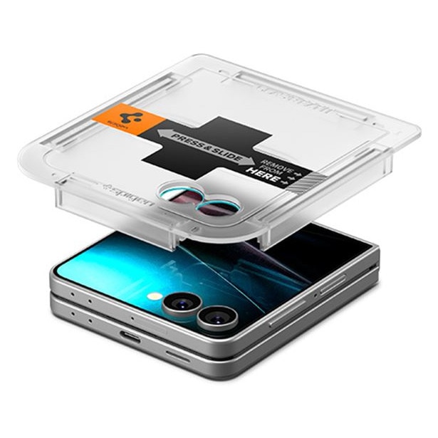 Folie sticla Spigen Glass tR EZ Fit HD, Suport Montare, compatibila cu Samsung Galaxy Z Flip 7, Transparent