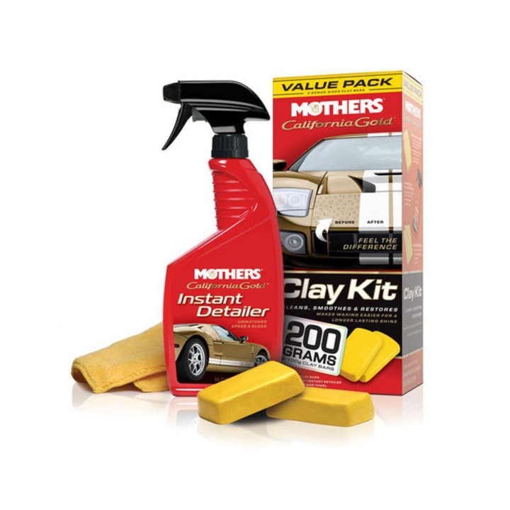 Pachet Auto Mothers California Gold – Kit curatare si detailing auto (Solutie California Gold Instant Detailer + 2 bare de argila+Prosop microfibra)