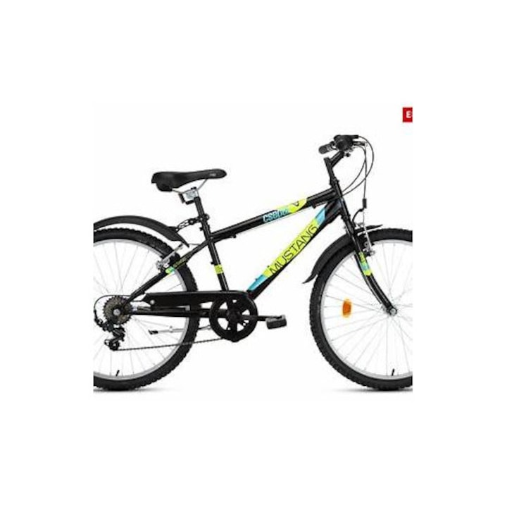 Csepel Mustang 24'' kerékpár, Shimano váltókar, 6 sebességes, fekete, 40x48 hüvelyk