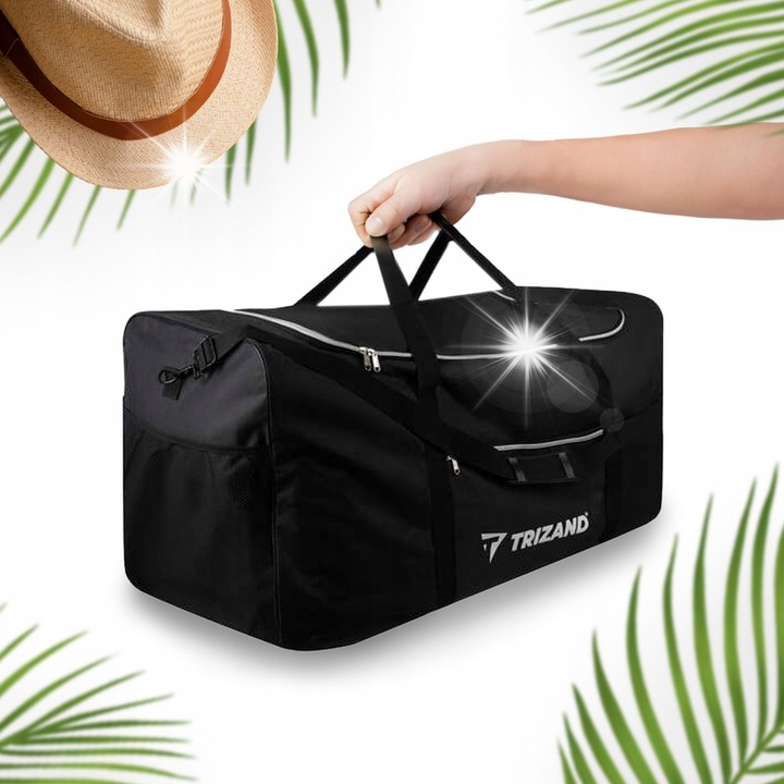 Пътна чанта Trizand, 180 л, водоустойчива, черна, 40x50x90 см, с регулируема презрамка