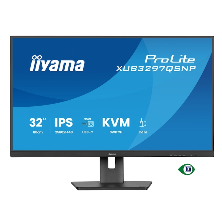 Iiyama 32" XUB3297QSNP-B1 IPS LED monitor, QHD 2560 x 1440, HDMI, DisplayPort, hangszórók, Pivot, 100 Hz, 1 ms fekete