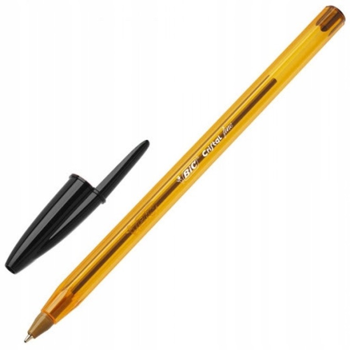Химикалка BIC Cristal Fine, 1мм, черна, пластмасова