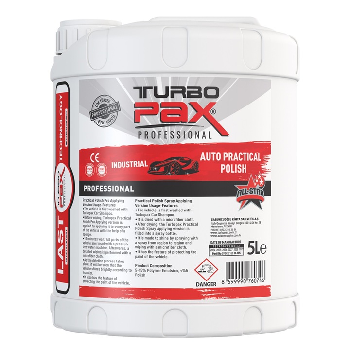 Turbopax autóviasz készítmény, 5 kg