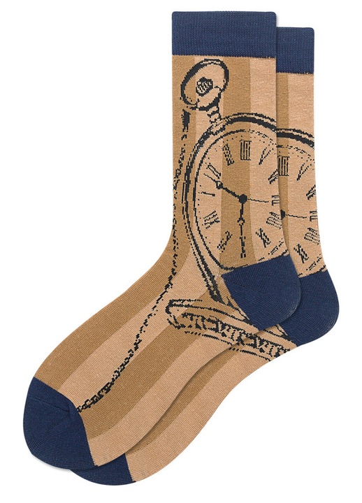 Комплект 5 чифта мъжки чорапи, модел джобен часовник, кафяв/тъмносин, 38-45