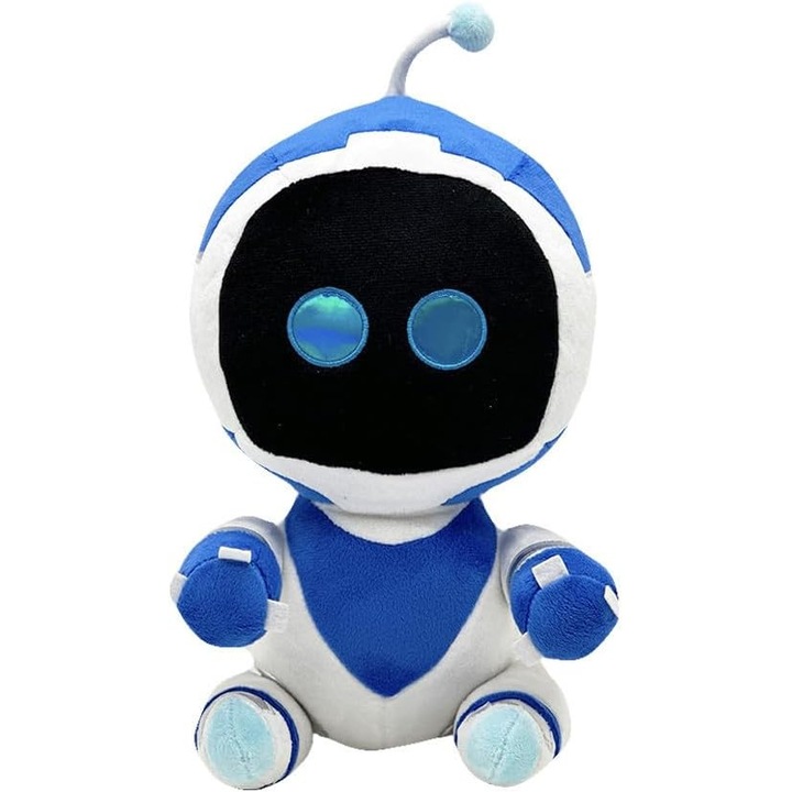 Jucarie de plus, model robot, 30cm, alb/albastru