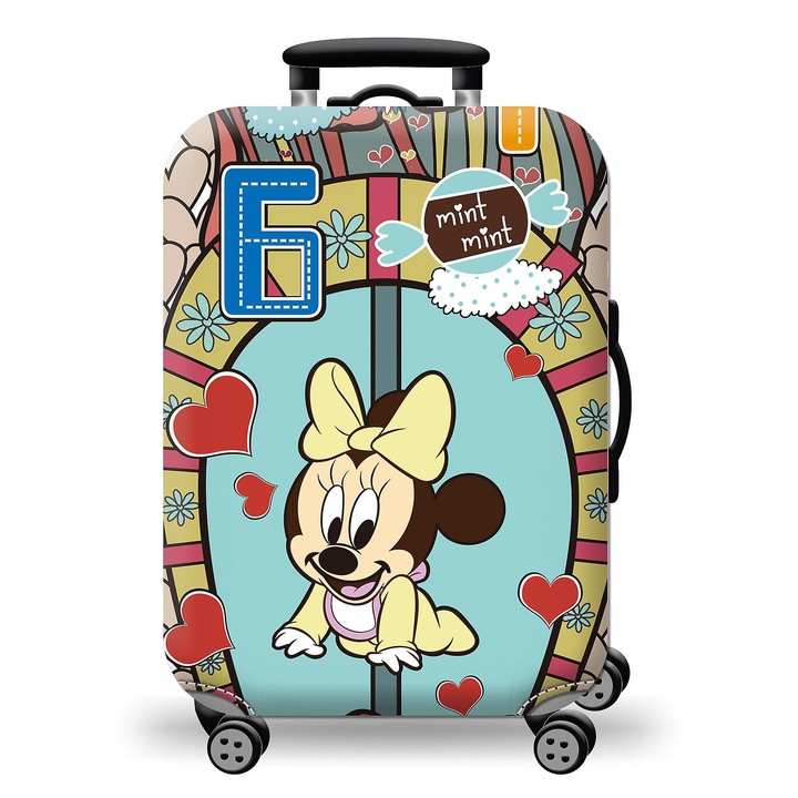 Husa elastica pentru valiza, Disney, multicolor, dimensiuni S-M-L (18-28 inch), material poliester