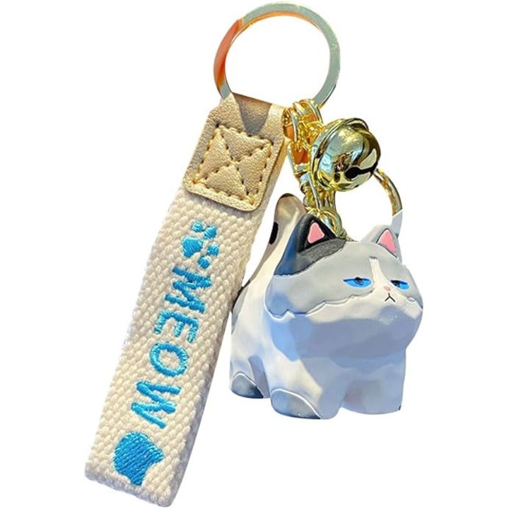 Univerzális fa macskás kulcstartó, aranyos design, sokszínű, kis méretű