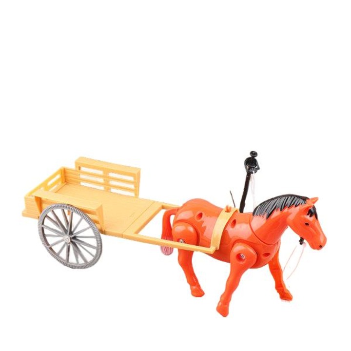 Jucarie cal electronic cu caruta, plastic, 17.5x13x5.6cm, multicolor