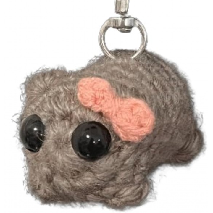 Brelocuri cu Hamster trist, set 2 bucati, gri/roz handmade