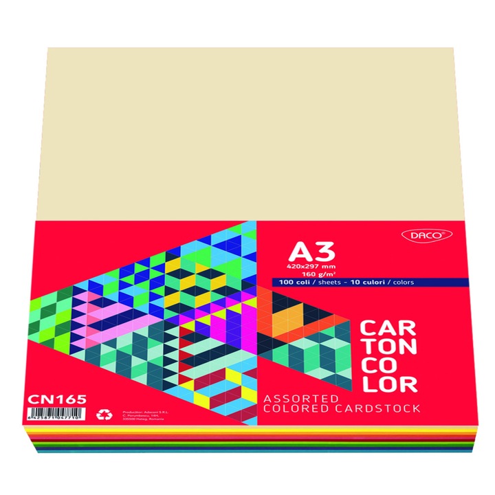 Carton Color Cn165 160g/mp A3 100 Coli 10 Cul. Daco
