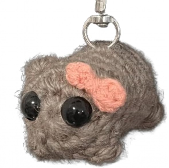 Breloc Hamster trist, set 3 bucati, gri