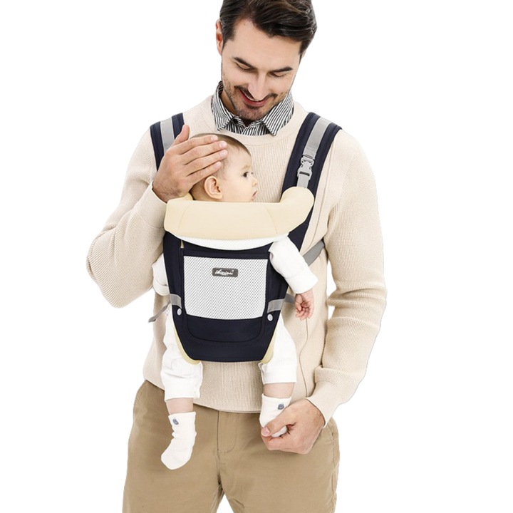 Marsupiu Bebe, Fantasy, Ergonomic, Rucsac sau Frontal, intre 0 si 36 de luni, Reglabil, Greutate Maxima 15 kg, Extensie Sold, Protectie Cap, Bumbac si Poliester, Reducerea presiunii si durerii in partea superioara a spatelui, pentru toate anotimpurile