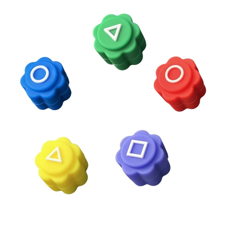 Set Joc Traditional Coreean Gonggi Premium SUPER TRENDS®, 5 Piese Colorate din Plastic, Educativ, de Calatorie, Pentru Toate Varstele