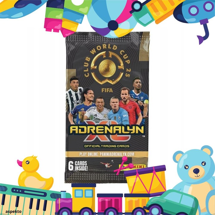 Комплект 6 карти Panini, Световно първенство по футбол 2026 Adrenalyn XL, Оригинален продукт на Panini - английска версия, Включва една карта с ограничено издание, Код за онлайн игра, Сертификати за качество Ce, FSC, 10 x 10 x 10 см, Многоцветни