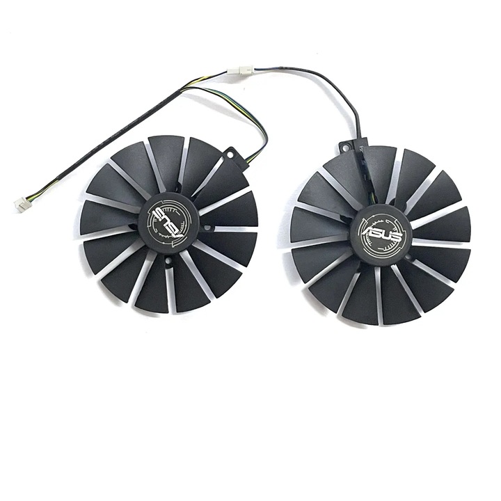Set 2x Ventilatoare GPU 95mm T129215SM DC 12V 4-Pin – Pentru ASUS RX 580 570 470 & GTX 1070Ti 1050Ti 1050 – Marime universala