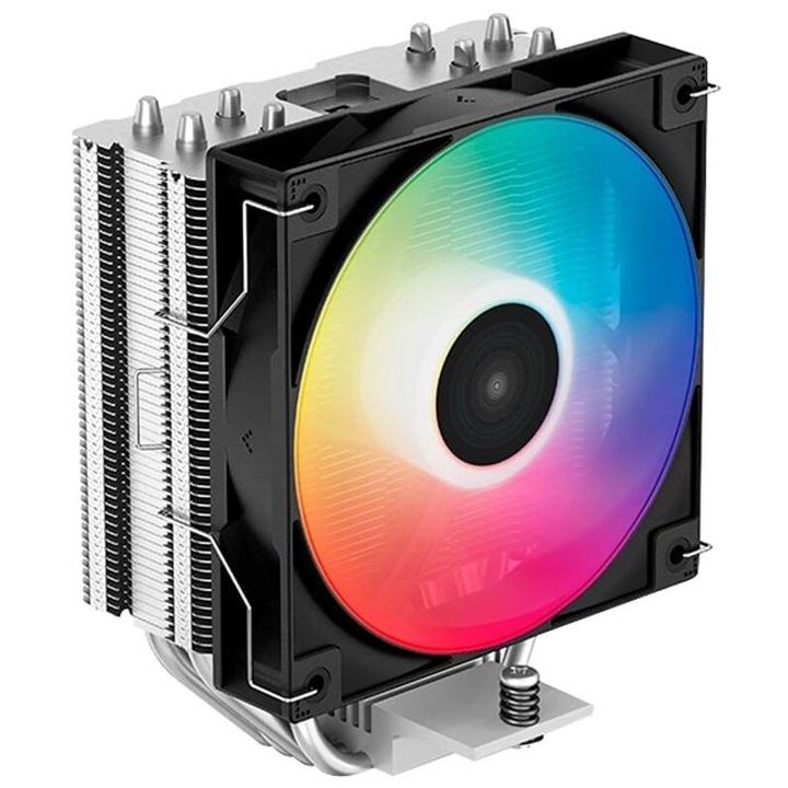 Cooler CPU Deepcool AG400 ARGB, iluminare ARGB, 1x120 mm, 2000 rpm, PWM Negru/Argintiu