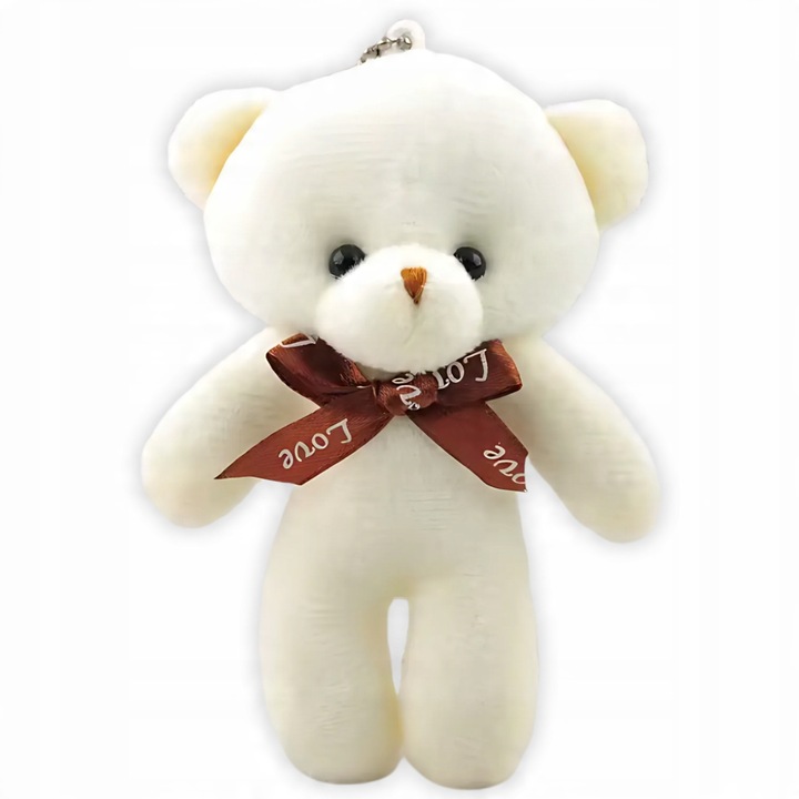 Breloc Cu Ursulet De Plus, HomeDesign, Material Moale Si Placut La Atingere, Design Adorabil Cu Fundita Si Inscriptia „Love”, Dimensiune Compacta, Utilizare Universala, 12 cm, Multicolor