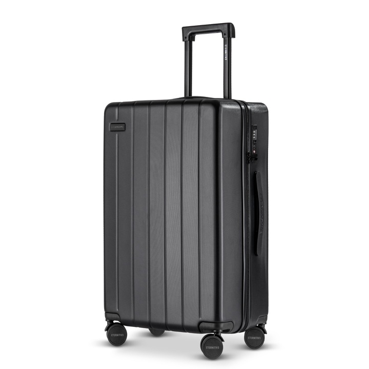 Troler voiaj Eternitive JOY, ABS, 4 roti, Negru, 75.5x49x30cm, 99l