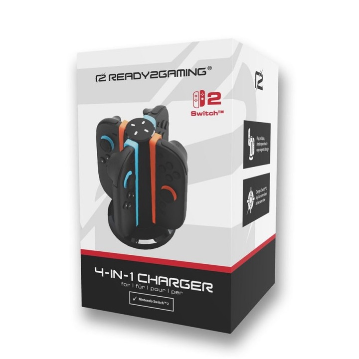 Incarcator controllere ready2gaming pentru Nintendo Switch 2, 4 in 1 Negru