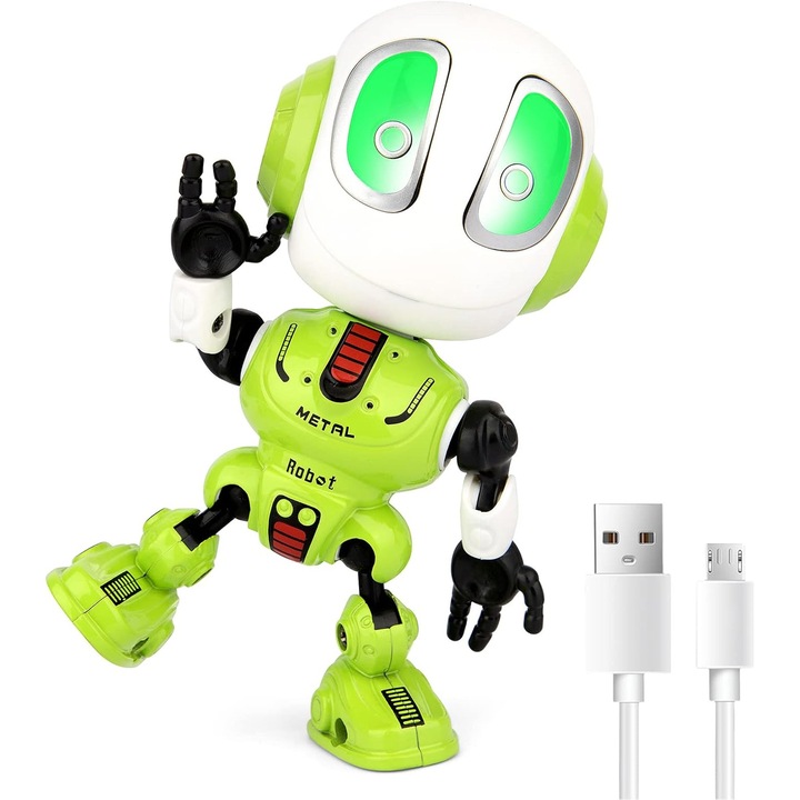 Мини метален робот играчка, повтаря каквото кажеш, USB, многоцветен, 10ч автономност