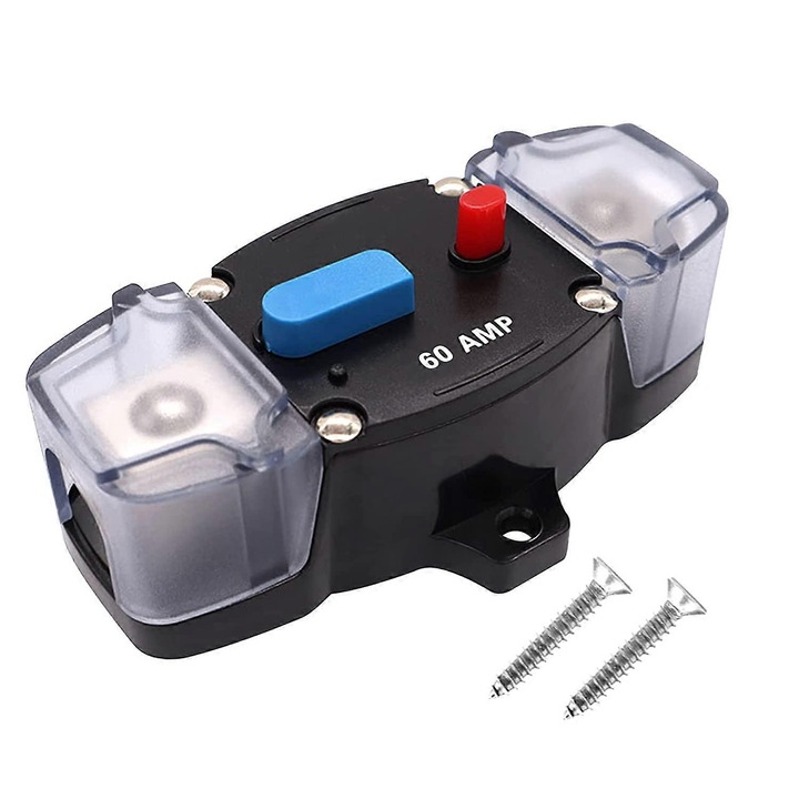 Dispozitiv de protectie circuit 60A, 12V-48V, montare pe panou sau perete, pentru masini, camioane, autobuze, barci