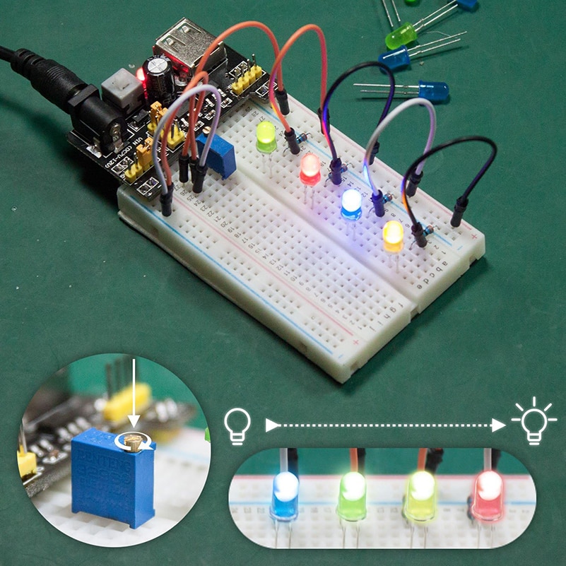 Set Componente Electronice, Rqiurpn, breadboard, alimentare, fire ...
