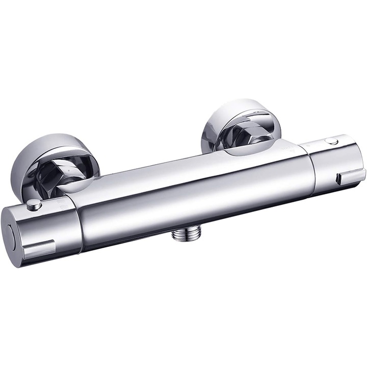 Baterie de dus cu termostat, Rqiurpn, montare pe perete, cromat, din alama, 1/2 NPT, Filtru impuritati, pentru baie