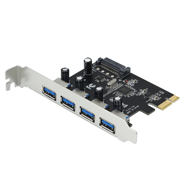 Card de extensie PCI Express la 4 x USB 3.0, Rqiurpn, Transfer rapid de date, Usor de instalat