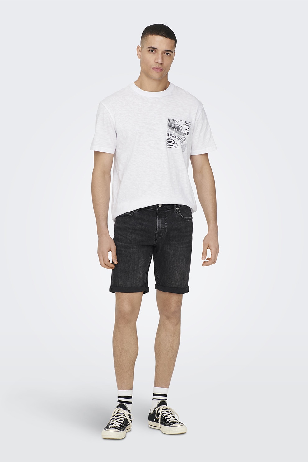 Only & Sons, Blugi scurti cu buzunare, Negru stins, L