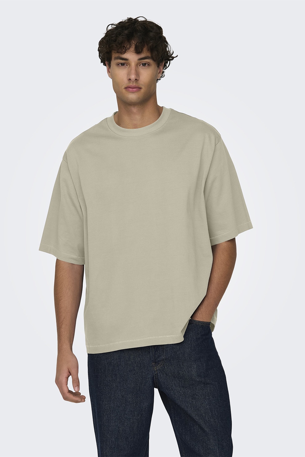 Only & Sons, Tricou lejer de bumbac, Bej, M
