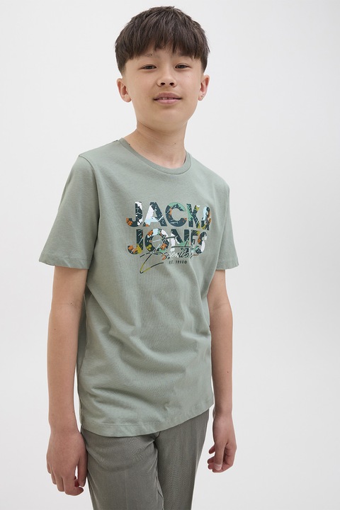 Jack & Jones, Logós pamutpóló, Halványzöld