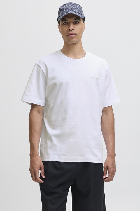 Jack & Jones, Kerek nyakú pamutpóló, Fehér