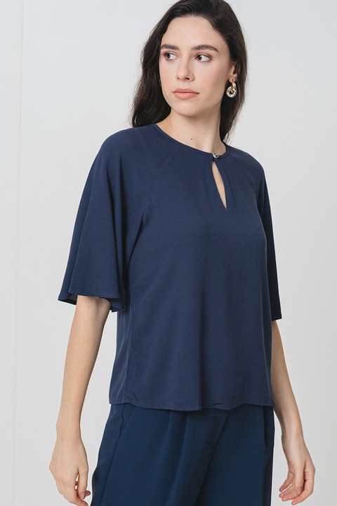 Vero Moda, Bluza cu decupaj keyhole, Bleumarin
