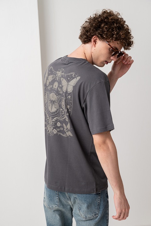 Only & Sons, Tristan bő fazonú pamutpóló, Szénszürke